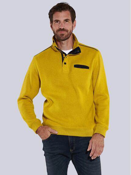 engbers Sweatshirt mit Knopfleiste Safrangelb