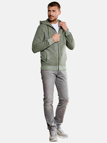 emilio adani Herren Sweatjacke mit Ottomanstruktur Grün 33450