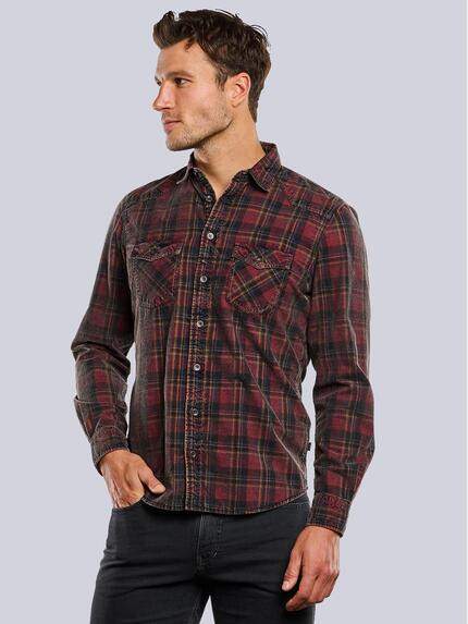 engbers Herren Langarm-Hemd aus Baby-Cord Rot 33668