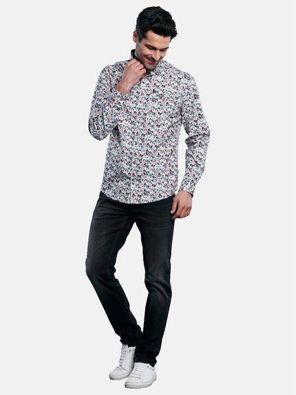 engbers Herren Langarm-Hemd mit All-Over-Print Feuerrot 31770 engbers Herren Langarm-Hemd mit All-Over-Print Feuerrot 31770