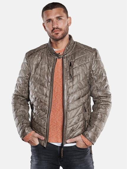 emilio adani Lederjacke mit Steppung Schokobraun