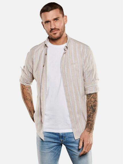 emilio adani Langarm-Hemd mit Leinenanteil Beige