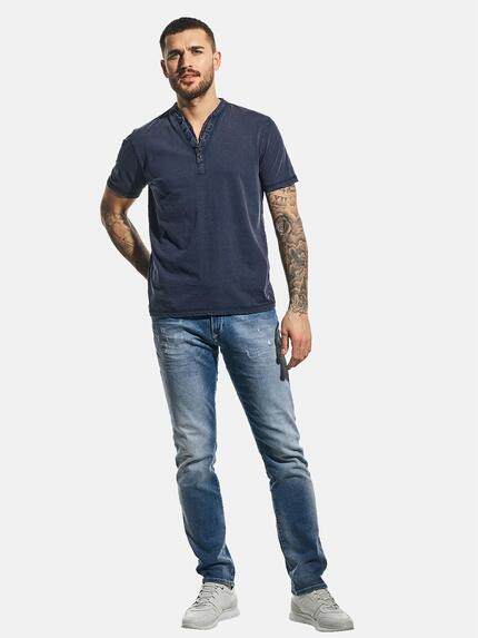 emilio adani Herren Henley Shirt Blau 31125 emilio adani Herren Henley Shirt Blau 31125