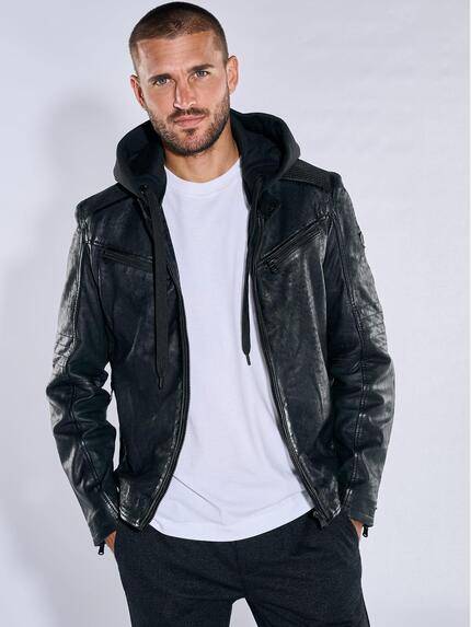 emilio adani Lederjacke Schwarz