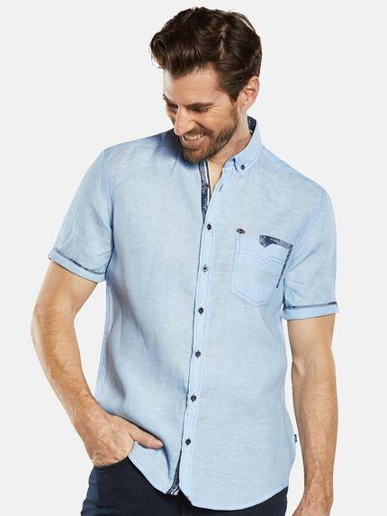 engbers Herren Kurzarm-Hemd aus Leinen Blau 34668 engbers Herren Kurzarm-Hemd aus Leinen Blau 34668