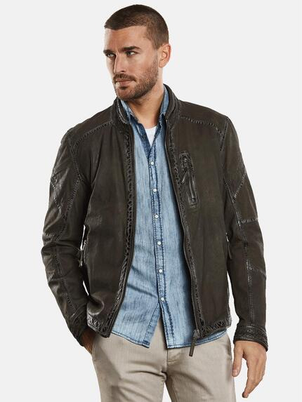 emilio adani Lederjacke aus Nubuk-Leder Khaki