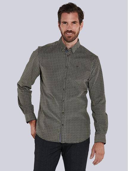 engbers Herren Langarm-Hemd aus Baby-Cord Grün 35604