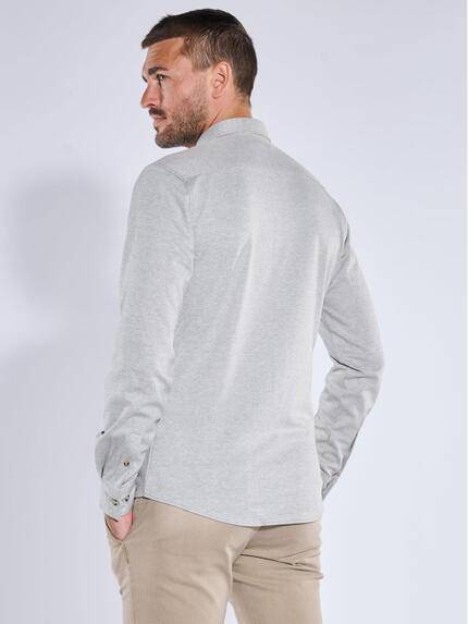 emilio adani Herren Langarm-Hemd in Jerseyqualität Silbergrau 39634