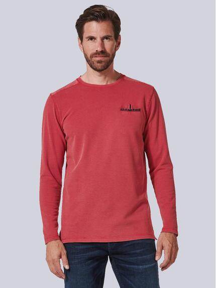 engbers Langarmshirt strukturiert Tomatenrot