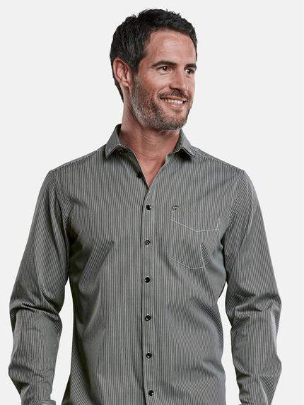 engbers Herren Streifenhemd Vollzwirn Schwarz 28961 engbers Herren Streifenhemd Vollzwirn Schwarz 28961