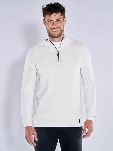 emilio adani Pullover mit Troyerkragen Naturweiss
