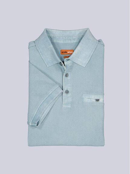 emilio adani Herren Poloshirt mit versteckter Brusttasche Hellblau 40767