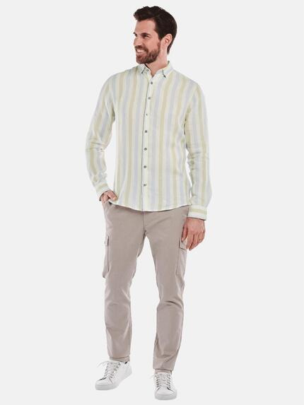 ENGBERS GERMANY Herren Langarm-Hemd aus Leinen Hellblau 35132