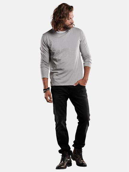 emilio adani Herren lockeres langarm Shirt aus Slub Jersey Grau 28835 emilio adani Herren lockeres langarm Shirt aus Slub Jersey Grau 28835