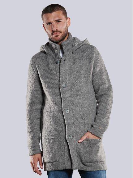 emilio adani Strickjacke mit abnehmbarer Kapuze Braunbeige