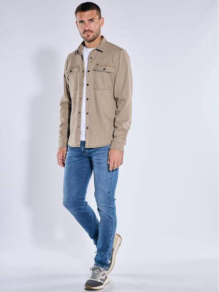 emilio adani Herren Overshirt uni Beige 39203