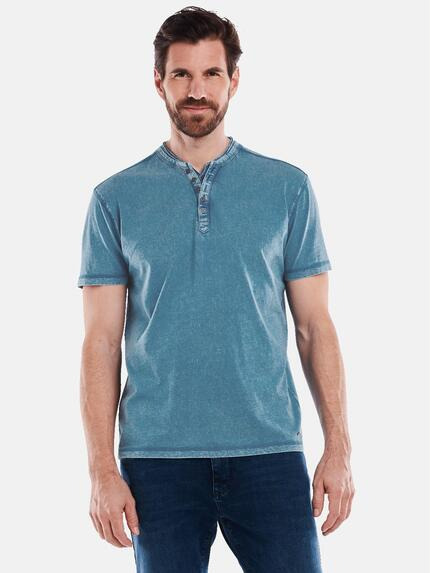 engbers Henley-Shirt uni Cyanblau