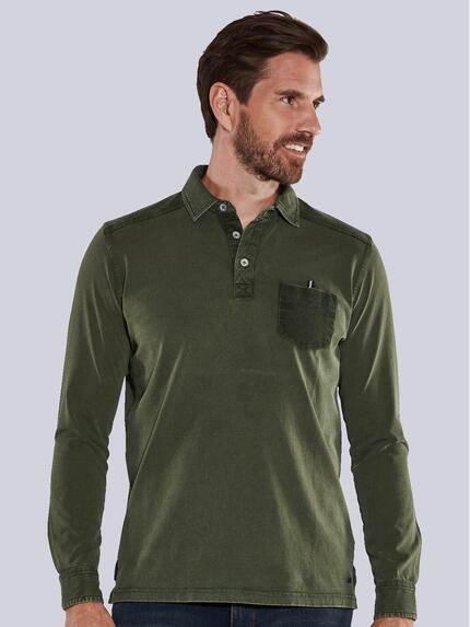 engbers Herren Langarm-Shirt mit Polokragen Grün 35681 engbers Herren Langarm-Shirt mit Polokragen Grün 35681