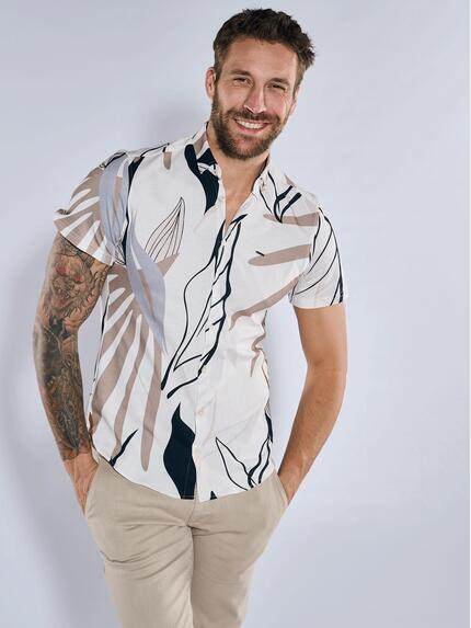 emilio adani Kurzarm-Hemd slim fit Creme