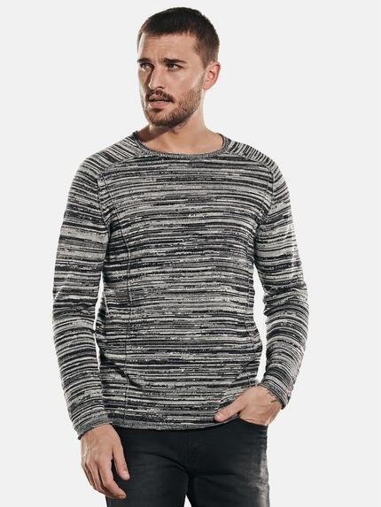 emilio adani Pullover rundhals gestreift Anthrazit