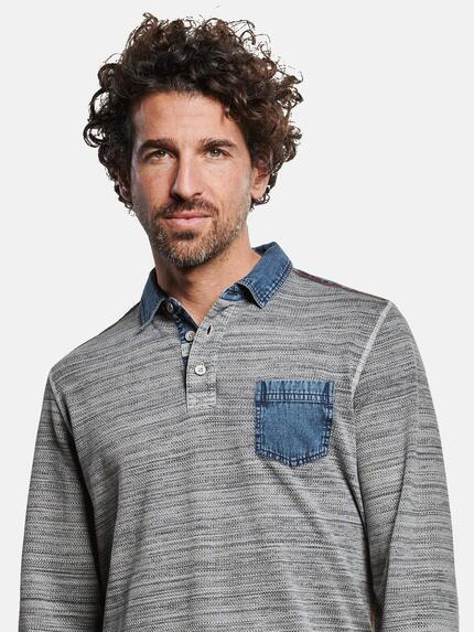 engbers Herren Langarm-Shirt Polo Silbergrau 32476