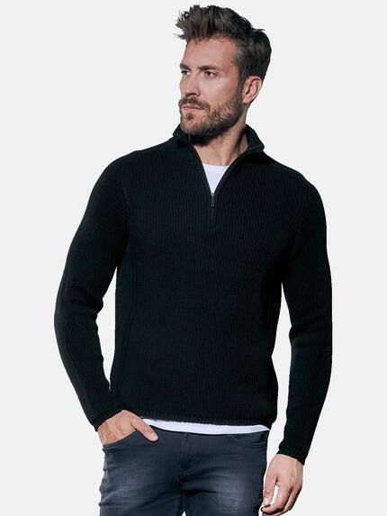 emilio adani Hochwertiger Troyer-Pullover Schwarz