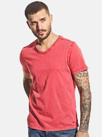 emilio adani V-Neck T-Shirt aus super softem Baumwollmaterial Pink