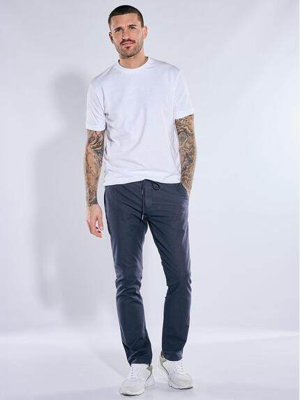 emilio adani Herren Chino mit Tunnelzug Saphirblau 40735
