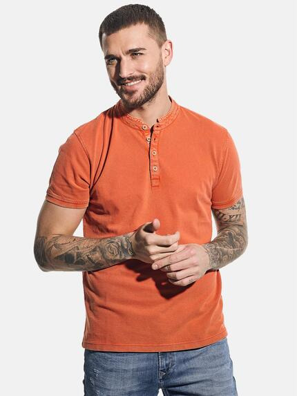 emilio adani Pique-Poloshirt mit edler Knopfleiste Reinorange