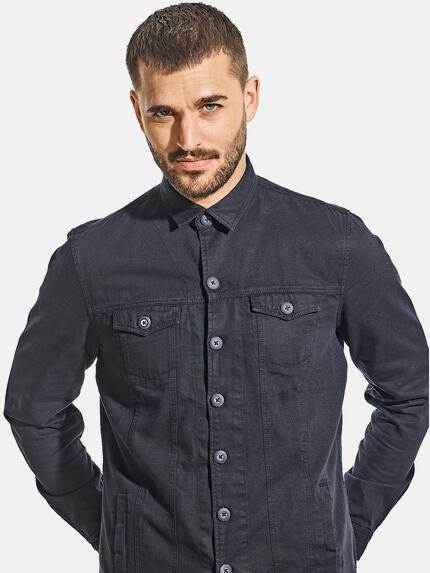 emilio adani Herren Overshirt in Canvas-Qualität Blau 31152
