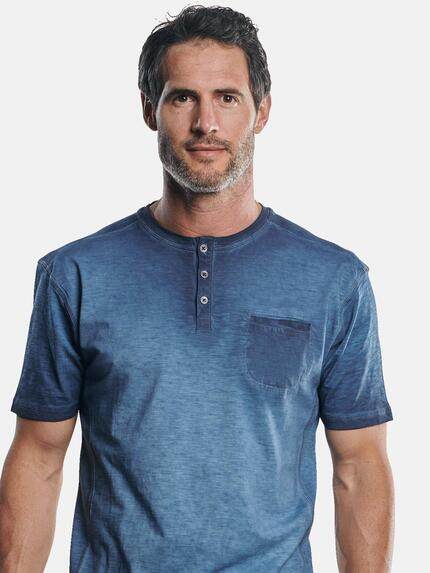engbers Herren Lässiges Henley T-Shirt in außergewöhnlicher Optik Blau 29873 engbers Herren Lässiges Henley T-Shirt in außergewöhnlicher Optik Blau 29873