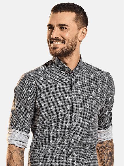 emilio adani Herren Langarm-Hemd gemustert Blau 32412 emilio adani Herren Langarm-Hemd gemustert Blau 32412