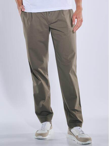 emilio adani Anzug-Hose mit Tunnelzug Braunbeige