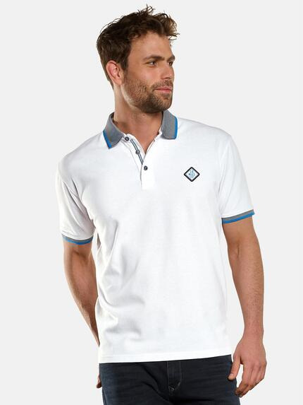 engbers Polo-Shirt mit Kontrastdetails Reinweiss