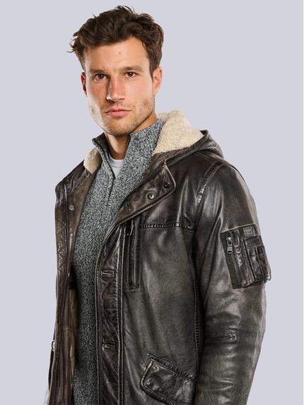 engbers Herren Lederjacke mit Kapuze Grün 33546 engbers Herren Lederjacke mit Kapuze Grün 33546