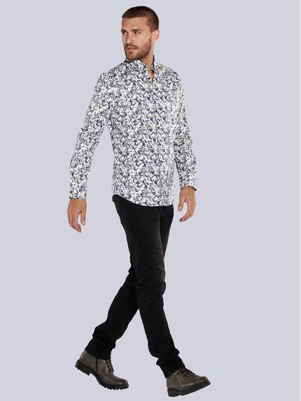 emilio adani Herren Langarm-Hemd gemustert Blau 36112 emilio adani Herren Langarm-Hemd gemustert Blau 36112