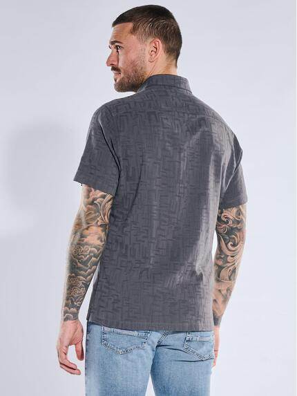 emilio adani Herren Kurzarmhemd mit Brusttasche Anthrazit 40563