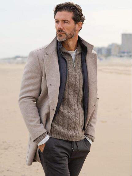 emilio adani Herren Mantel mit heraustrennbarem Inlet Hellbraun 39388