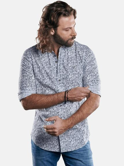 emilio adani Stehkragenhemd aus Comfort-Stretch Marineblau