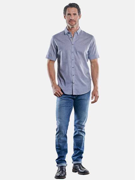 engbers Herren Kurzarmhemd mit Stretch-Anteil und dezenten Kontrastdetails Royalblau 29723