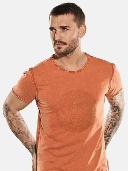 emilio adani Herren T-Shirt Rundhals Orange 31925