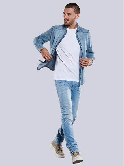 emilio adani Herren Jeans-Hemd uni Blau 33622 emilio adani Herren Jeans-Hemd uni Blau 33622