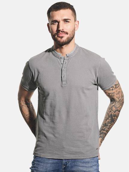 emilio adani Pique-Poloshirt mit edler Knopfleiste Kieselgrau