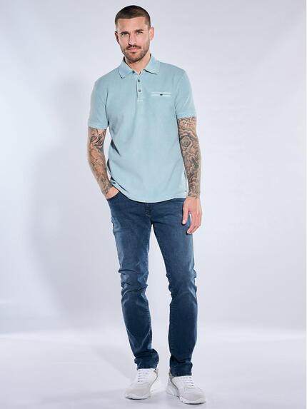 emilio adani Herren Poloshirt mit versteckter Brusttasche Hellblau 40767