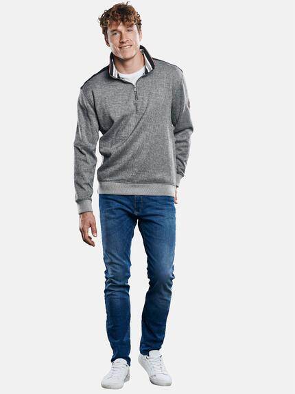 engbers Herren Sweatshirt mit Kontrastdetails am Kragen. Kieselgrau 30948