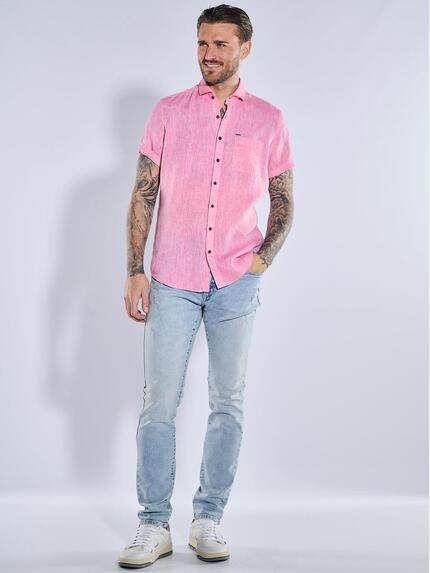 emilio adani Herren Kurzarm-Hemd aus Leinen Violett 38590 emilio adani Herren Kurzarm-Hemd aus Leinen Violett 38590