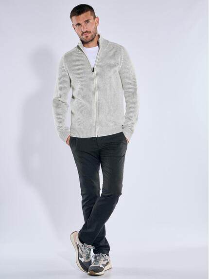 emilio adani Herren Strickjacke strukturiert Naturweiss 39558