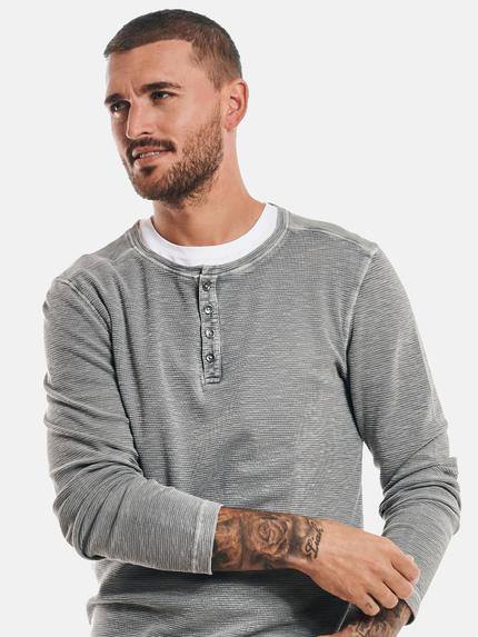 emilio adani Herren Henley-Shirt strukturiert Grau 32451 emilio adani Herren Henley-Shirt strukturiert Grau 32451