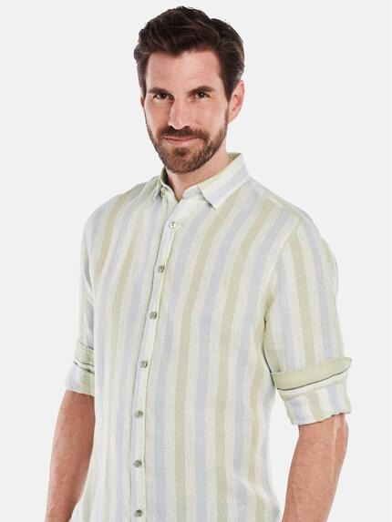 ENGBERS GERMANY Herren Langarm-Hemd aus Leinen Hellblau 35132