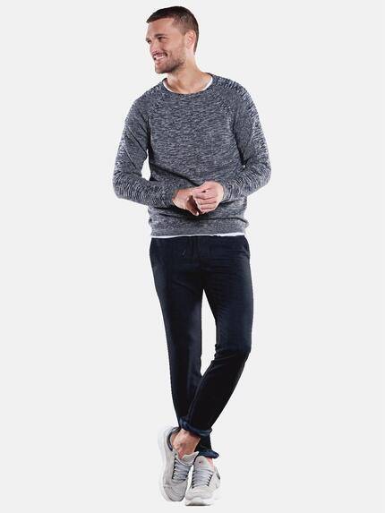 emilio adani Herren Pullover Rundhals meliert Blau 33401 emilio adani Herren Pullover Rundhals meliert Blau 33401